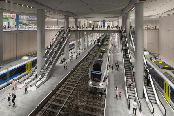 Budapest, Kelenföld-Nyugati közötti vasúti alagút, látványterv, bélyegkép