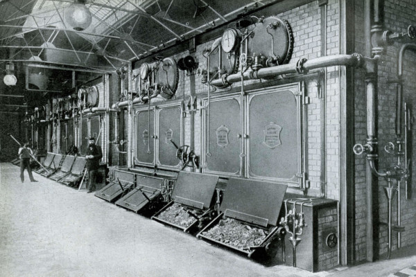 Budapest, M1 metró, MFAV, Pálffy utcai áramfejlesztő telephely, kazánház, bélyegkép