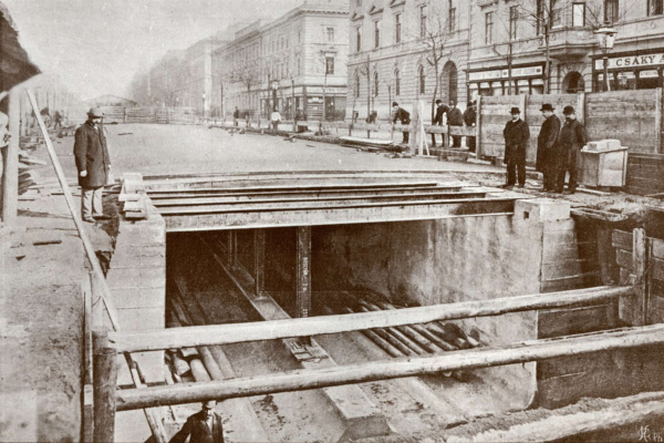 Budapest, M1 metró, építés, bélyegkép