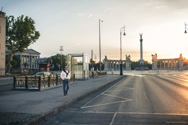 Budapest, M1 metró, akadálymentesítés, Hősök tere, látványterv, bélyegkép