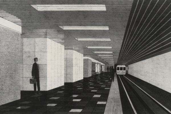 Budapest, M2 metró, Blaha Lujza tér, látványterv, bélyegkép