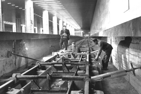 Budapest, M2 metró, építés, bélyegkép