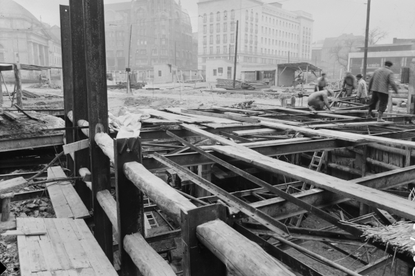Budapest, M2 metró, építés, bélyegkép