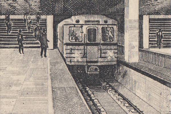 Budapest, M2 metró, rézkarc