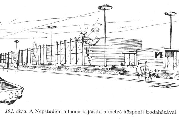 Budapest, M2 metró, Puskás Ferenc stadion, irodaház, bélyegkép