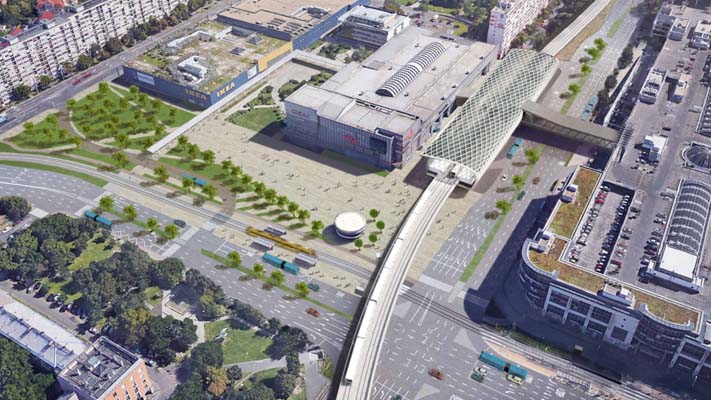 Budapest, M2 metró, H8, H9 HÉV összekötés, Örs vezér tere, látványterv, bélyegkép