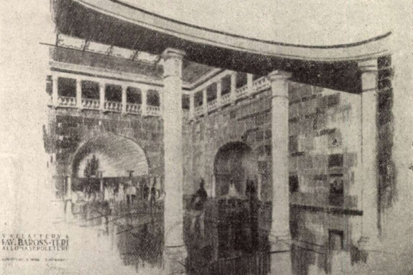 Budapest, M2 metró, Keleti pályaudvar, Magyar Építőművészet, látványterv, bélyegkép