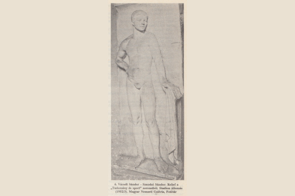 Budapest, M2 metró, Puskás Ferenc stadion, Pavilon 1991, szocreál szobor, bélyegkép