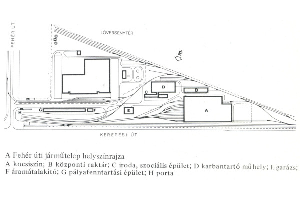 Budapest, M2 metró, Fehér út, járműtelep, bélyegkép