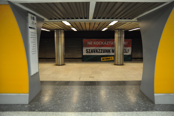 Budapest, M3 metró, Kálvin tér, M3-M4 metró, átszállás, bélyegkép