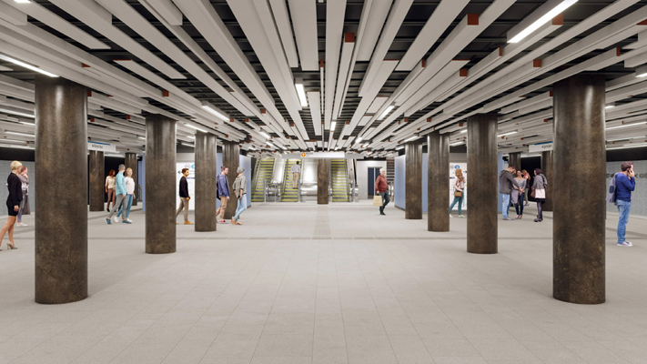 Budapest, M3 metró, Corvin-negyed, felújítás, látványterv, bélyegkép