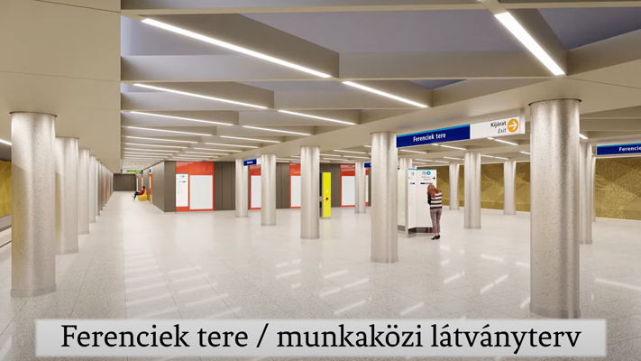 Budapest, M3 metró, Ferenciek tere, látványterv, bélyegkép