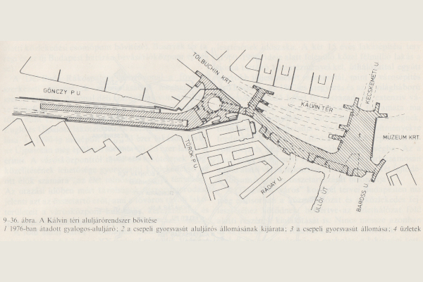 Budapest, M3 metró, Kálvin tér, helyszínrajz, bélyegkép