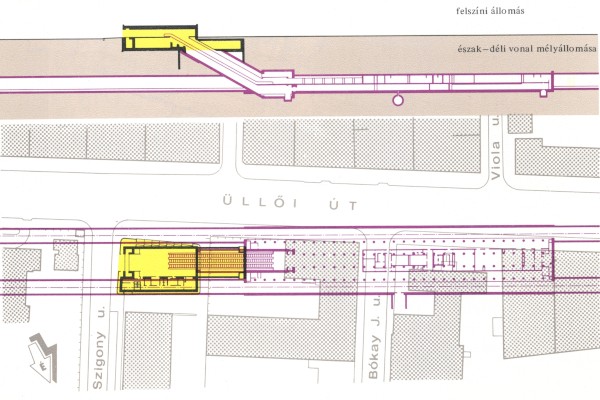Budapest, M3 metró, Semmelweis Klinikák, helyszínrajz, bélyegkép