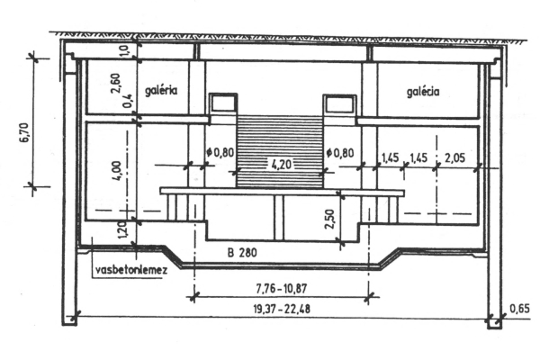 Budapest, M3 metró, Nagyvárad tér, keresztmetszet, bélyegkép