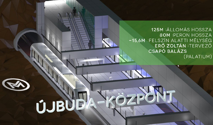 Budapest, M4 metró, Újbuda-központ, bélyegkép