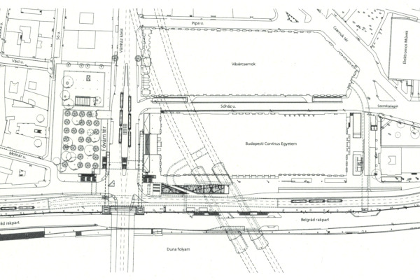 Budapest, M4 metró, Fővám tér, helyszínrajz, bélyegkép