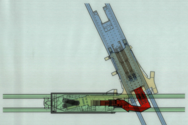 Budapest, M4 metró, Kálvin tér, alaprajz, bélyegkép