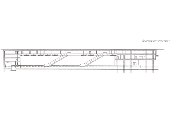Budapest, M4 metró, Keleti pályaudvar, hosszmetszet, bélyegkép