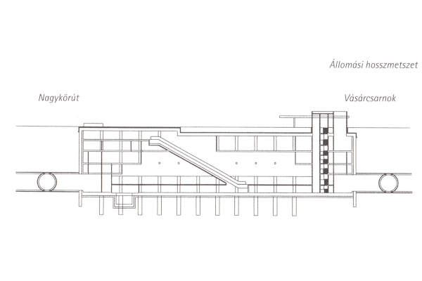 Budapest, M4 metró, Rákóczi tér, hosszmetszet, bélyegkép
