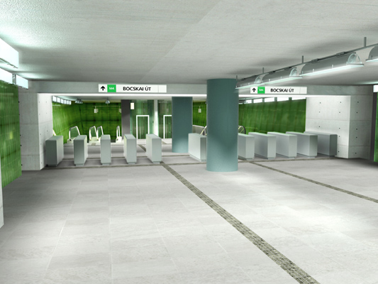 Budapest, M4 metró, Újbuda-központ, Palatium Stúdió látványterv, bélyegkép