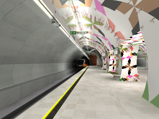 Budapest, M4 metró, Szent Gellért tér - Műegyetem, Palatium Stúdió látványterv, bélyegkép