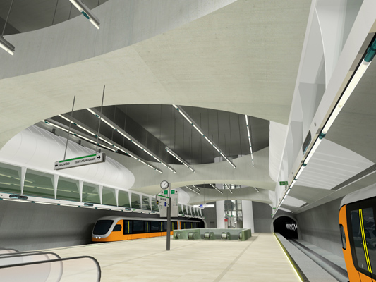 Budapest, M4 metró, Kálvin tér, Palatium Stúdió látványterv, bélyegkép