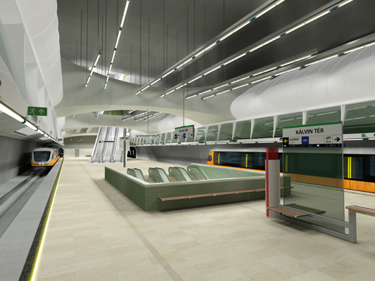 Budapest, M4 metró, Kálvin tér, Palatium Stúdió látványterv, bélyegkép