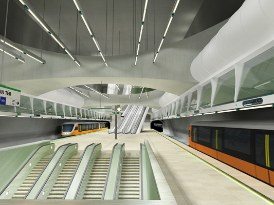 Budapest, M4 metró, Kálvin tér, Palatium Stúdió látványterv, bélyegkép