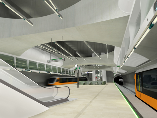 Budapest, M4 metró, Kálvin tér, Palatium Stúdió látványterv, bélyegkép