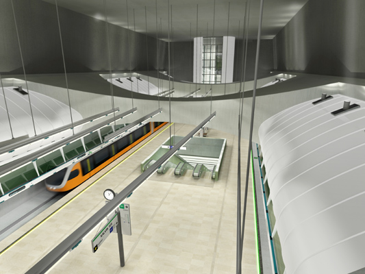 Budapest, M4 metró, Kálvin tér, Palatium Stúdió látványterv, bélyegkép