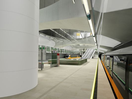 Budapest, M4 metró, Kálvin tér, Palatium Stúdió látványterv, bélyegkép