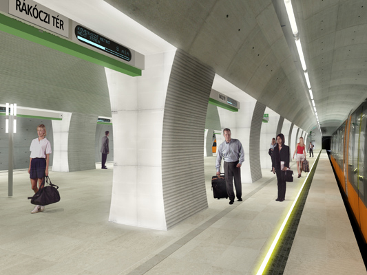 Budapest, M4 metró, Rákóczi tér, Palatium Stúdió látványterv, bélyegkép