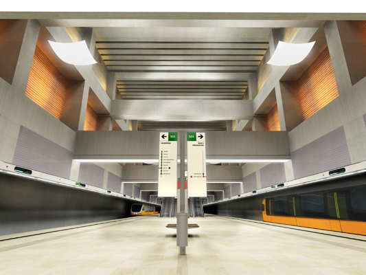 Budapest, M4 metró, II. János Pál pápa tér, Palatium Stúdió látványterv, bélyegkép