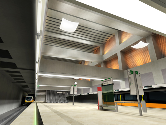 Budapest, M4 metró, II. János Pál pápa tér, Palatium Stúdió látványterv, bélyegkép