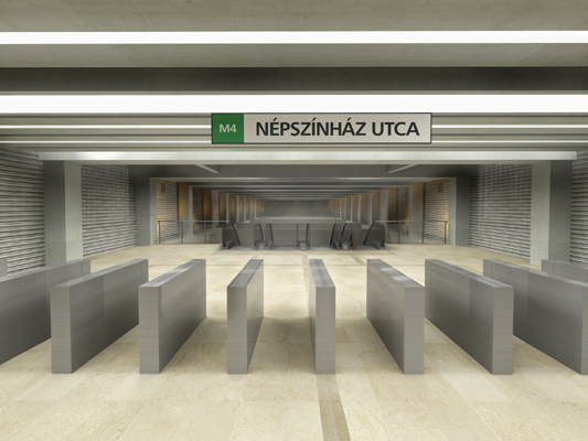 Budapest, M4 metró, II. János Pál pápa tér, Palatium Stúdió látványterv, bélyegkép