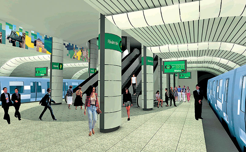 Budapest, M4 metró, Auth Design, láványterv, bélyegkép
