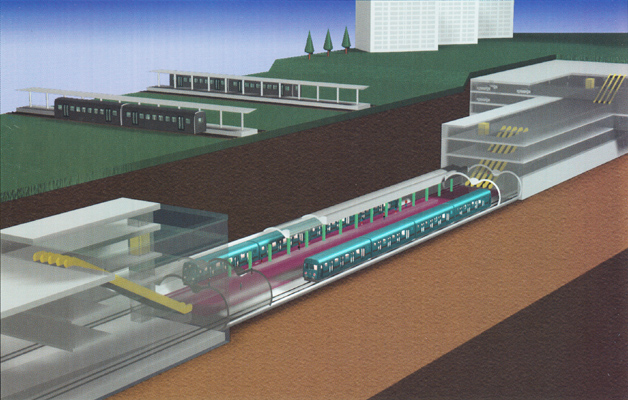 Budapest, M4 metró, Kelenföld vasútállomás, DBR látványterv, bélyegkép