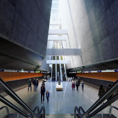 Budapest, M5 metró, Boráros tér, látványterv, bélyegkép