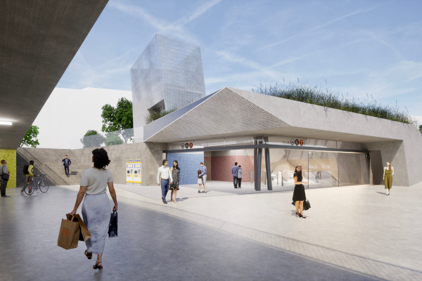 Budapest, M5 metró, Boráros tér, látványterv, bélyegkép