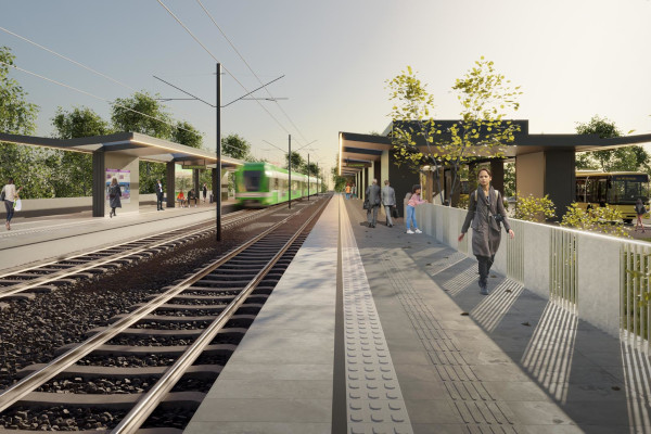 Budapest, M5 metró, Dunaharaszti külső, látványterv, bélyegkép