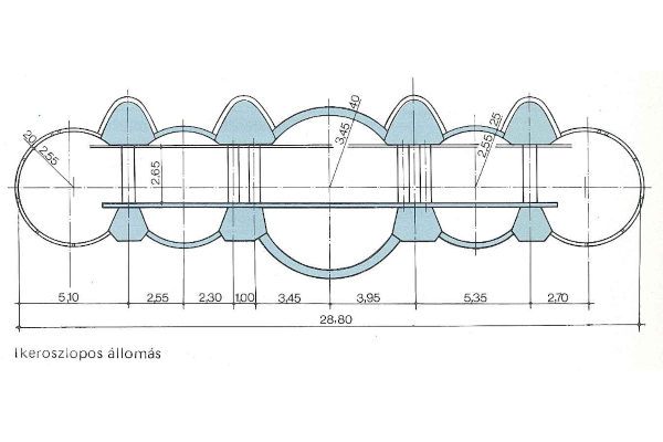 ötalagutas metróállomás keresztmetszete, bélyegkép
