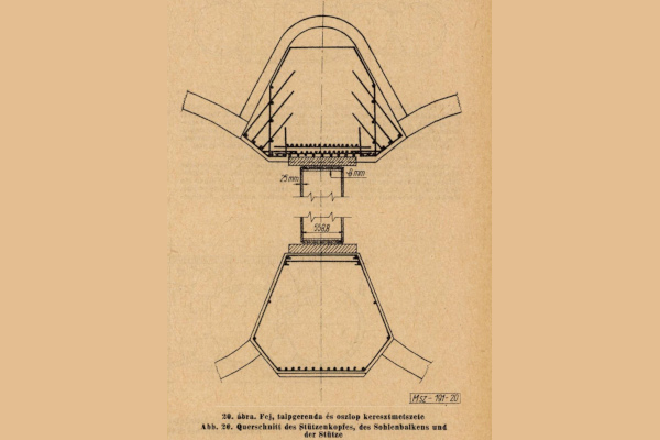 ötalagutas metróállomás, fej, talpgerenda és oszlop keresztmetszete, bélyegkép