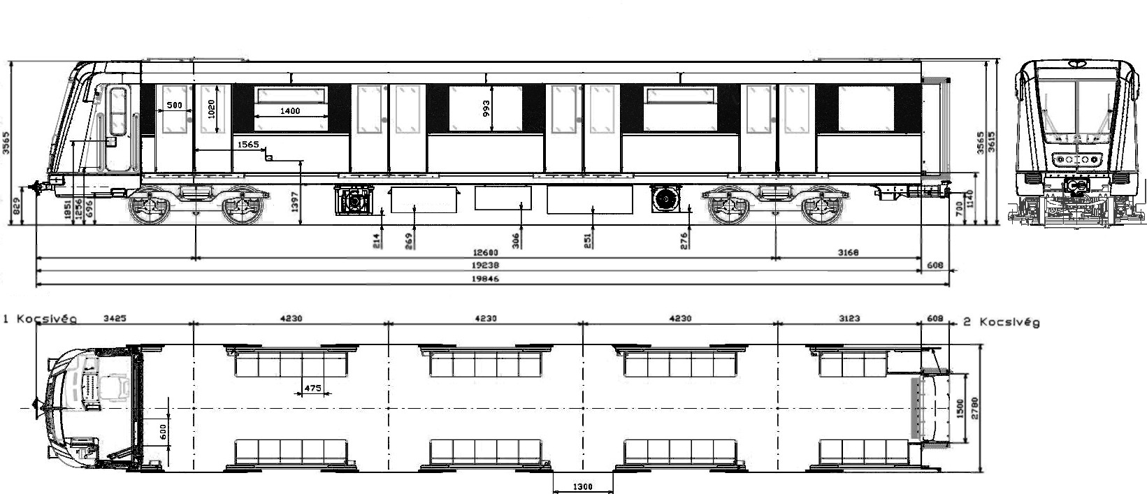 Budapest, Alstom METROPOLIS AM5-M2 jármű jellegrajz