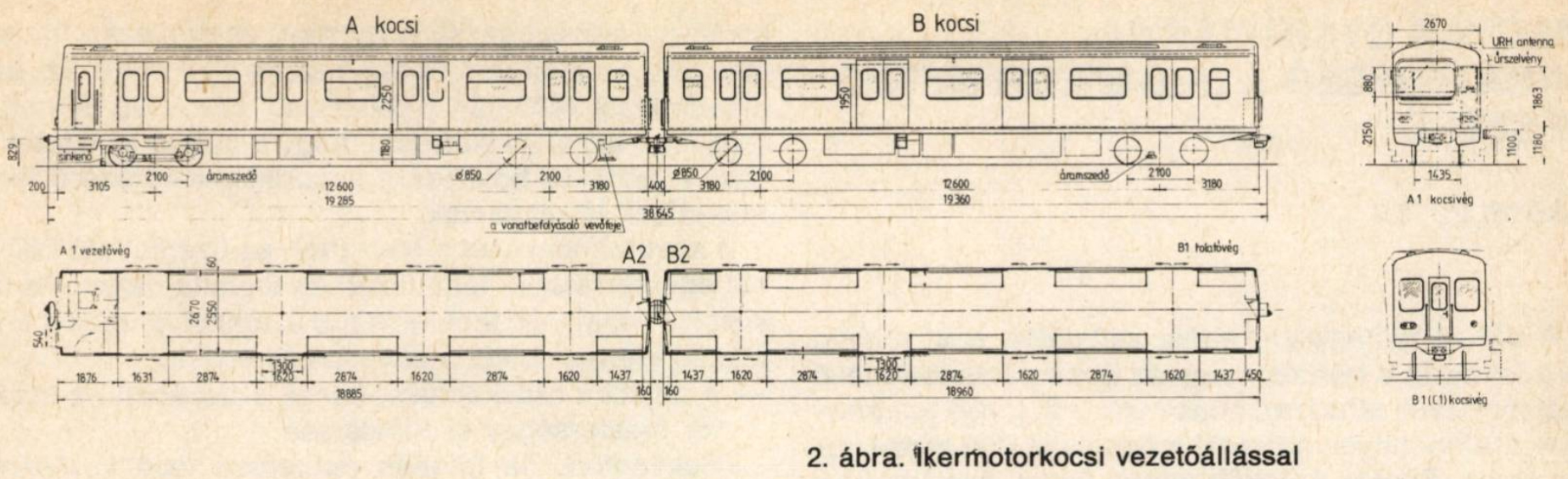 Budapest, Ganz-Hunslet G2, prototípus metró jármű, jellegrajz