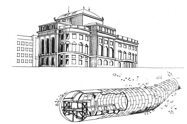 Budapest, M2 metró, Blaha Lujza tér, metróépítés, Nemzeti Színház, bélyegkép
