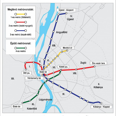 Budapest, M4 metró, térkép, MTI