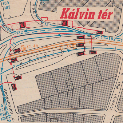 Budapest, M3 metró, Kálvin tér, térkép