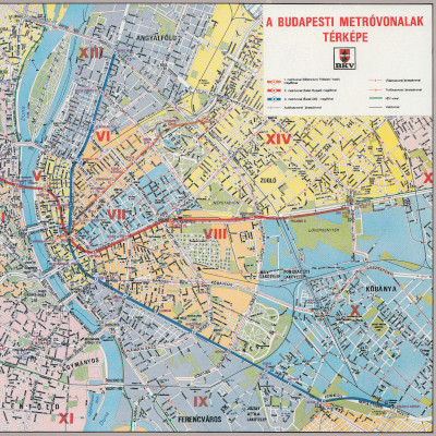 Budapest metró térkép, 1984